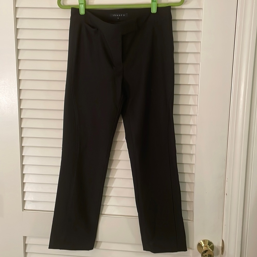 THEORY Black Stretch Side Detail Pants